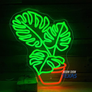 Monstera Leaf Neon Sign Plant Neon Sign Green Leaf Neon Sign Neon Monstera Green Aesthetic Neon Sign Bedroom Neon Sign Green Lover