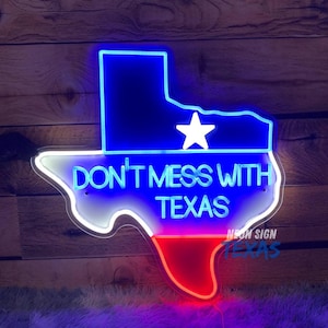 Don&#39;t Mess With Texas Neon Sign Custom Texas LED Light UV Printing Acrylic Neon Sign Texas Neon Sign Home Decoration Texas Map LED Sign