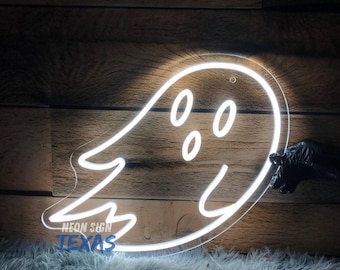 Ghost Neon Sign, Cute Ghost LED Neon Sign, Halloween Neon Sign, Gothic Room Decor, Kids Room Neon Sign, Ghost Wall Art, Ghost Wall Decor