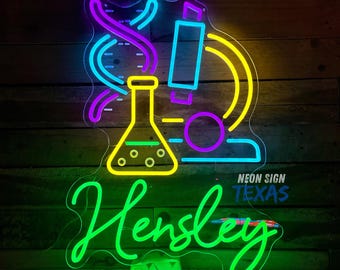 Custom Name Science Teacher Neon Sign, Science Classroom Decor Teacher, Science Beaker Sign, Science Professor Gifts, Chemistry Teacher Gift