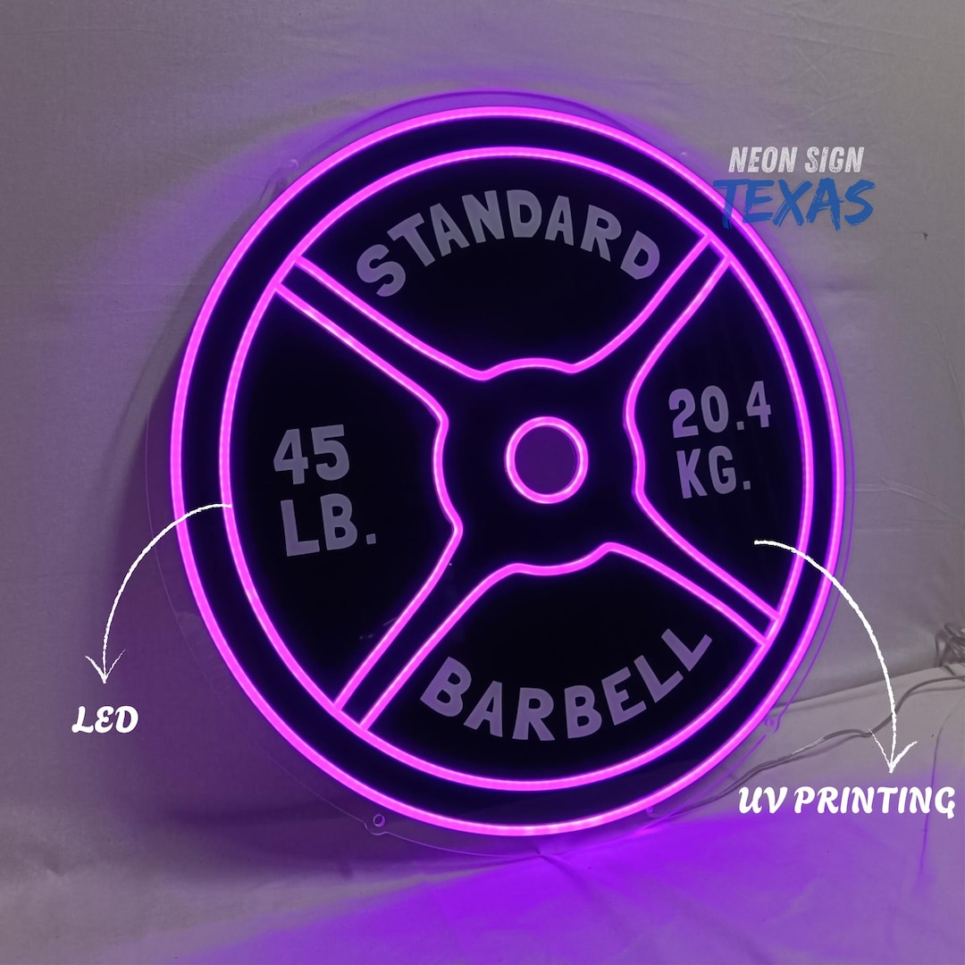 Barbell LED Neon Sign, Workout Lover Sign, Home Gym Sign, Custom Gym ...