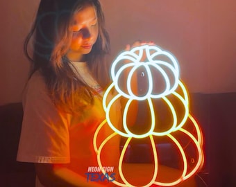 Tower Pumpkin Neon Sign Pumpkin Neon Light Halloween Light Sign Halloween Party Wall Decor Custom Neon Sign Halloween LED Neon Pumpkin Gift