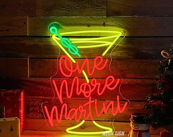 One More Martini Neon Sign, Martini Neon Sign for Bars, Elegant Cocktail Glass Neon, Martini Cocktail Bar Decor, Bar Wall Art, Pub Decor