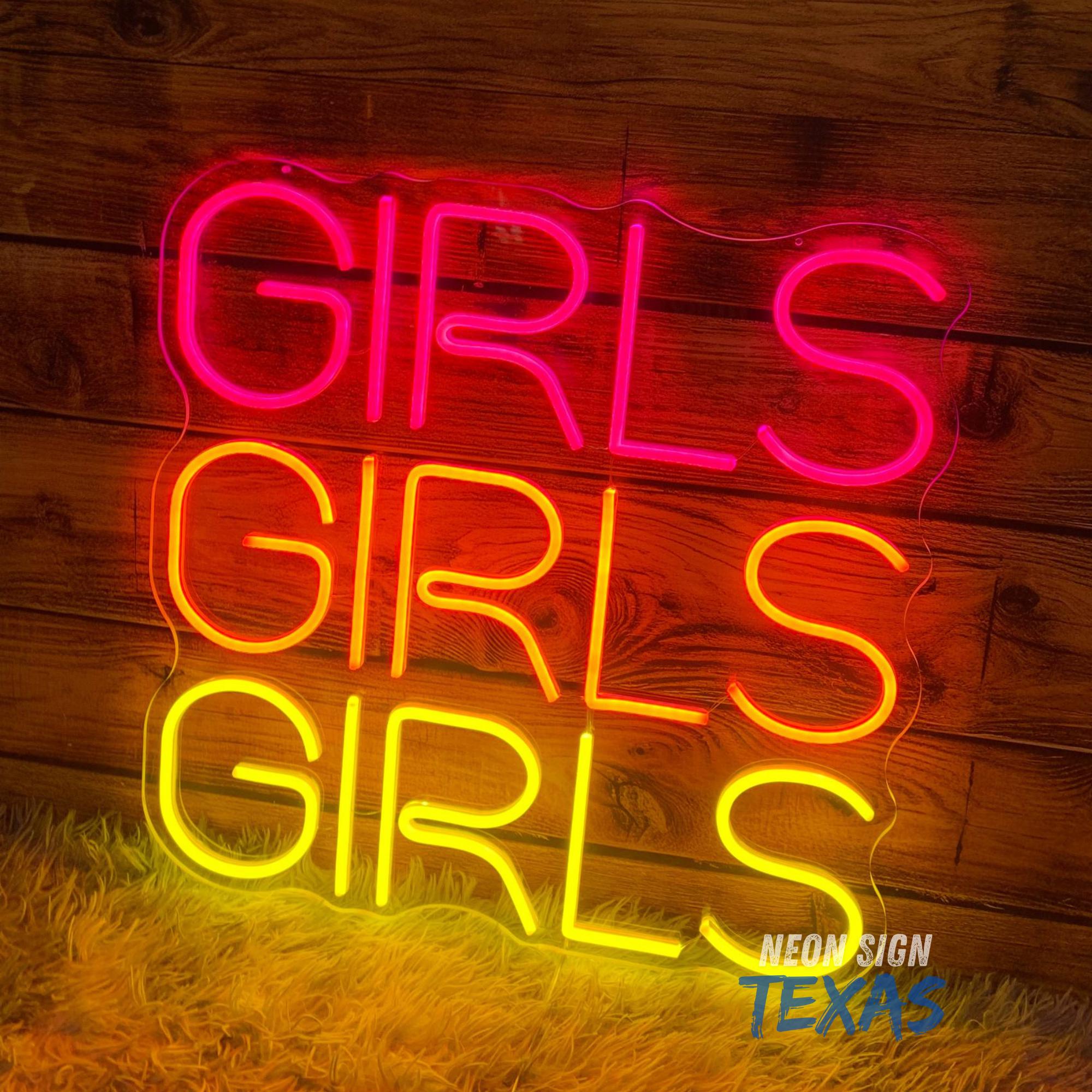 Girls Girls Girls LED Neon Sign, Neon Sign for Girls, Neon Sign Wall ...