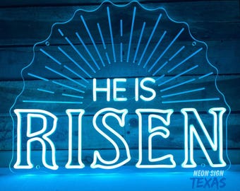 He Is Risen Neon Sign Cross Neon Sign Happy Easter Wall Decor Christian Cross Neon Light Religious Faith Neon Sign Jesus Neon Sign