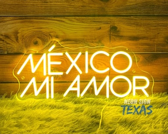 Mexico Mi Amor LED Neon Sign, Mexican Wall Decor, Latin Restaurant Neon Light, Taco Bar Decoration, Fiesta Party Sign, Cultural Home Decor