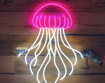 Qualle Neon Schild Qualle Neonlicht Qualle Wand Kunst Meereskreatur LED Neon Bunte Qualle Licht Zeichen Qualle Liebhaber Geschenk