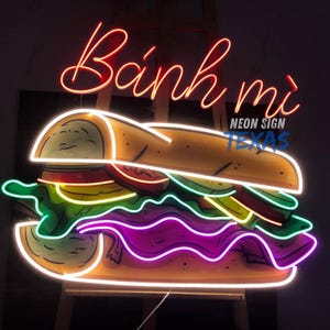 Vietnamese Banh Mi Neon Sign Banh Mi Neon Light Asian Restaurant Wall Decor Vietnamese Food Light Banh Mi Wall Art Vietnamese Bread Led Sign