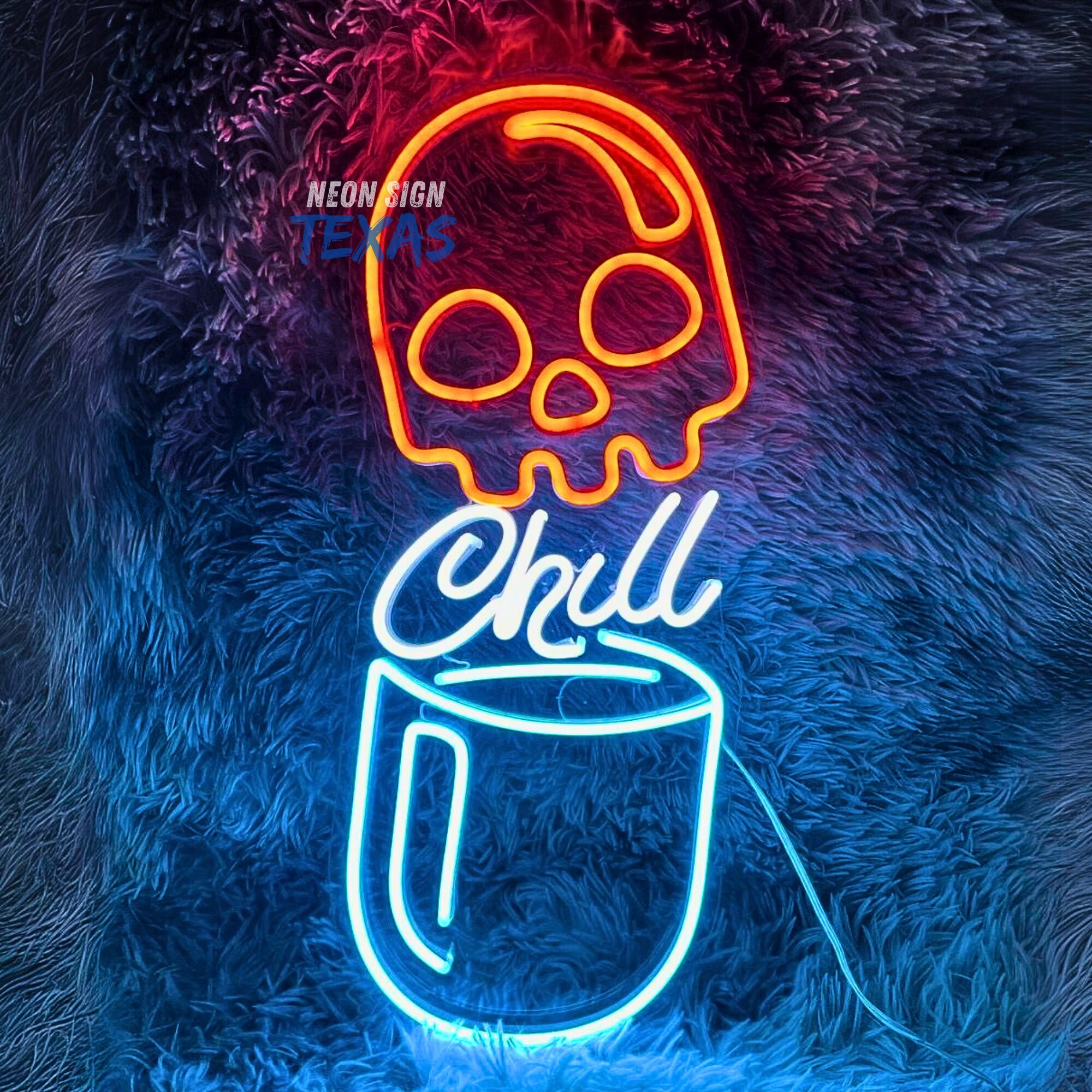 可愛い スカル カプセル　ネオンライト　CHILL　チル Chill Pill Neon Sign Chill Pill Neon Light Gameroom Decor
