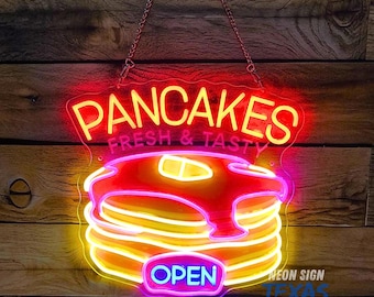 Pancake Open Neon Sign, Custom Neon Sign, Pancake Brunch Sign, Pancake Welcome Sign, Pancake Decor Sign, Pancake Sign, Pancake Bar Decor