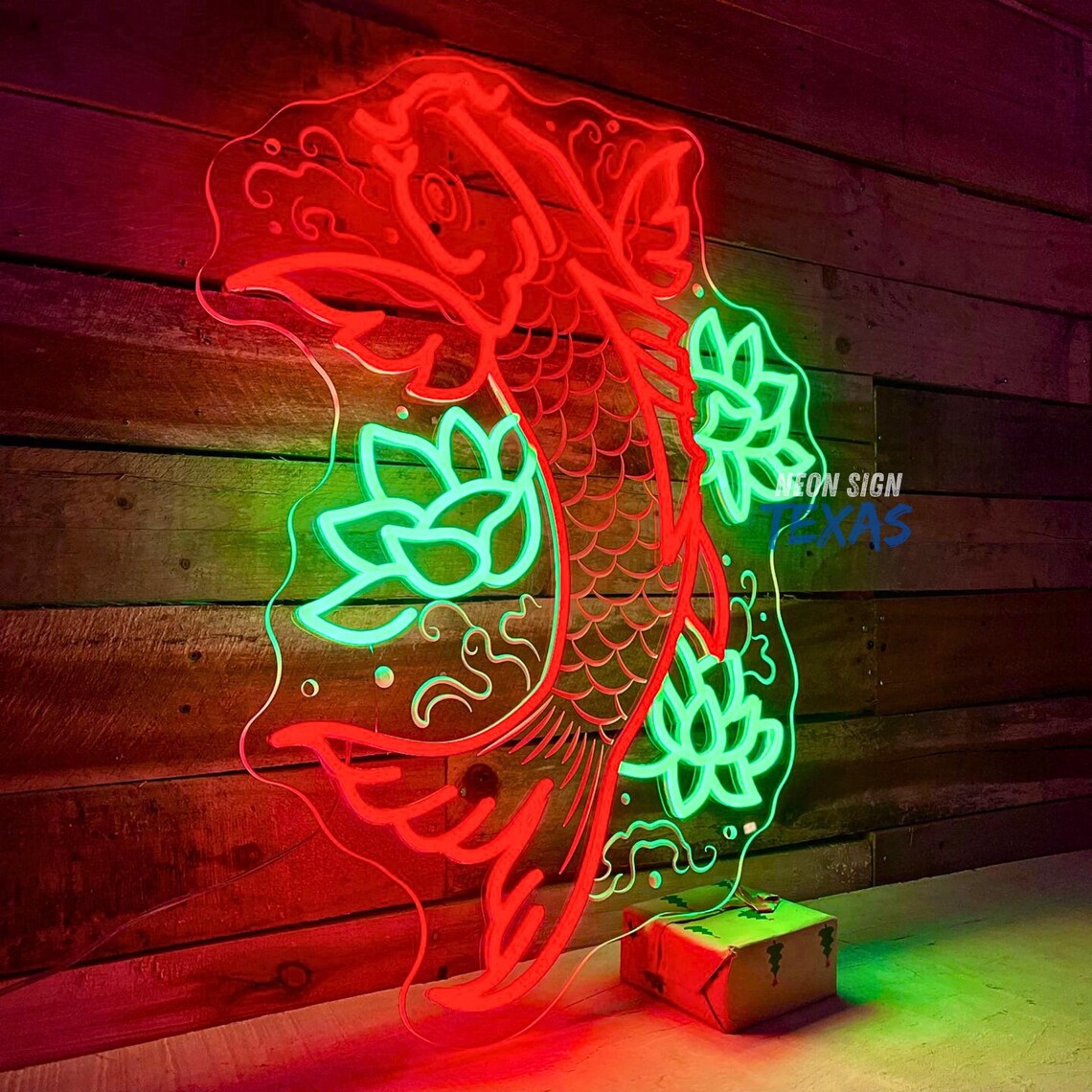 Koi Fish Neon Sign Koi Fish Wall Art Custom Japan Neon Sign Japan ...