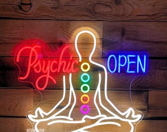 Psychic Open Neon Sign Psychic Shop Wall Decor Art Fortune Teller LED Sign Psychic Reader Tarot Store Wall Decor Charka Neon Sign