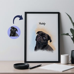 Personalized Dog Portrait, Custom Cartoon Pet Portrait, Dog  Anime Pet Frames, Wall Art Gift for Pet Lovers, Memory Gift