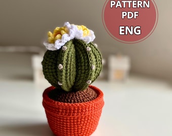 Crochet Cactus Pattern, Amigurumi Succulent Plant PDF, Flowering DIY Decor, Pot Plant