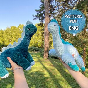 Zestaw wzorów szydełkowych na dinozaury | Amigurumi T-Rex, Plezjozaur, Stegozaur Pluszowa zabawka DIY