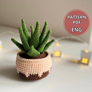 Fiori in vaso all'uncinetto in formato PDF, modello all'uncinetto per piante grasse e in vaso, succulente amigurumi fai da te, decorazioni floreali all'uncinetto, modelli per bouquet all'uncinetto