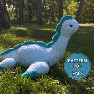 Wzór na szydełkowanie morskiego dinozaura | Amigurumi T-Rex, pluszowa zabawka Stegosaurus DIY