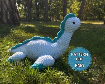 Sea Dinosaur Crochet Pattern | Amigurumi T-Rex, Stegosaurus Plushie Toy DIY