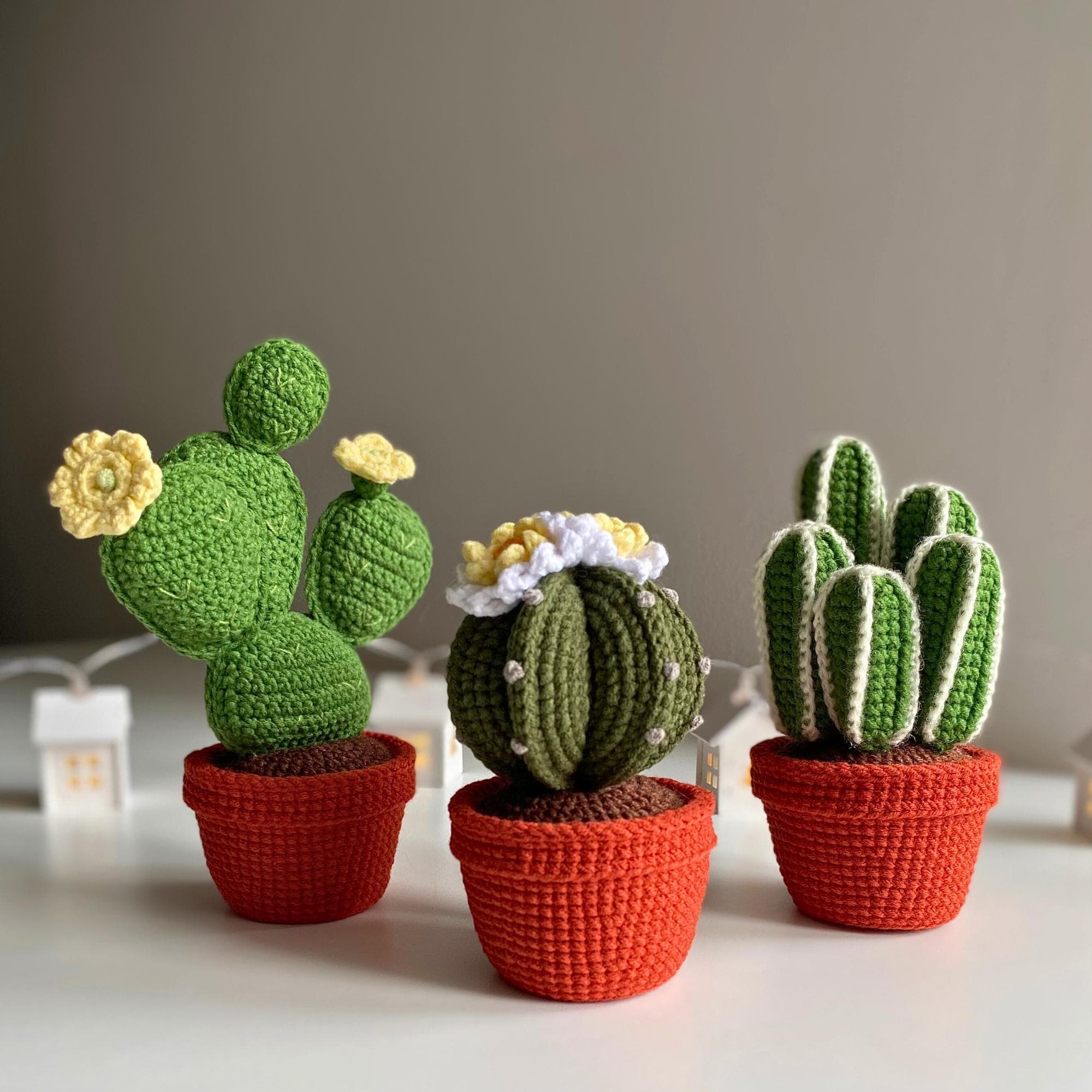 かぎ針編みのサボテンの編み図、鉢植えの花のPDF、鉢植え、編みぐるみ