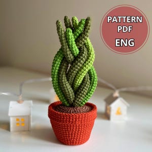 Crochet Succulent Sansevieria & Pot Plant Pattern, Potted Flower Crochet PDF Amigurumi Succulent Snake Plant, DIY, Flowered Crochet Decor