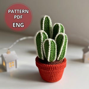 Kaktus häkeln, Topfblume, Sukkulente, Topfpflanze PDF - Amigurumi Kaktus & Sukkulente, Cereus häkeln, Blumensträuße DIY