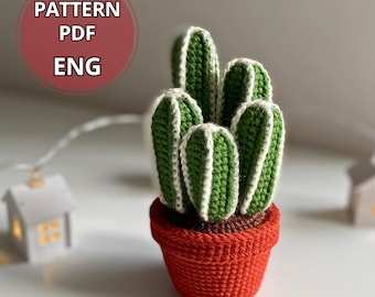 かぎ針編みのサボテン、鉢植えの花、かぎ針編みの多肉植物、鉢植えの植物のパターンPDF – 編みぐるみサボテン＆多肉植物、セレウスのかぎ針編み装飾、ブーケDIY