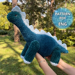 Wzór na szydełkowanie dinozaura lądowego | Amigurumi T-Rex, pluszowa zabawka Stegosaurus DIY