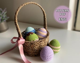 イースターかぎ針編みの卵のパターン PDF 5-in-1、DIY かぎ針編みデコレーション