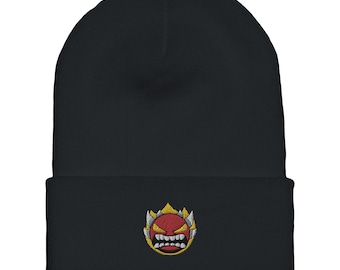 Exclusive Black Geometry Dash Beanie - Cuffed Yupoong 1501KC - Stylish Warmth for Teens & Adults