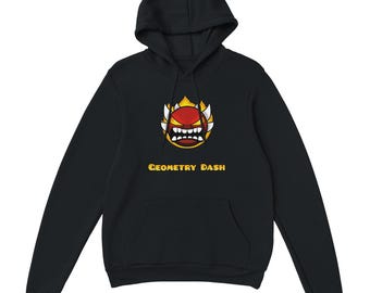 Geometry Dash Themed Hoodie | Retro Gaming Black Jumper | Comfy Gamer Geometry Dash Merch