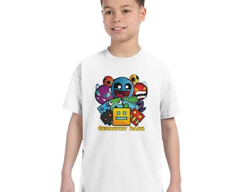 Kids Geometry Dash T-shirt |  Children's Gaming Merchandise | Colorful Arcade Tee for Boys & Girl