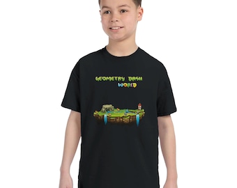 Kids Geometry Dash T-Shirt | Black & White Options | Fun Gaming Shirt