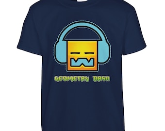 Kids Navy Geometry Dash T-Shirt - Soft & Durable Kids Wear