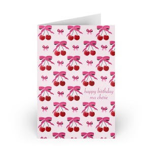 Birthday Card | Cherry Pink Bow Card | Coquette Summer Aesthetic