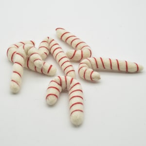 Felt Christmas Candy Cane Sticks - Red & White - 6 count - 7cm - 8cm in length