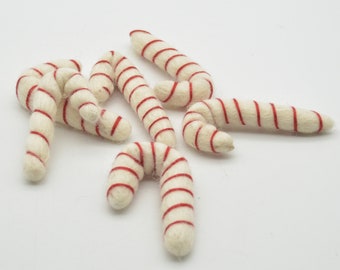 Felt Christmas Candy Cane Sticks - Red & White - 6 count - 7cm - 8cm in length