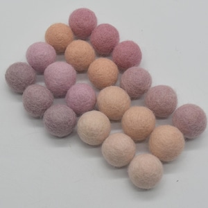 2cm Felt Balls - Pastel Pink Shades - Choose either 20 or 100 felt balls