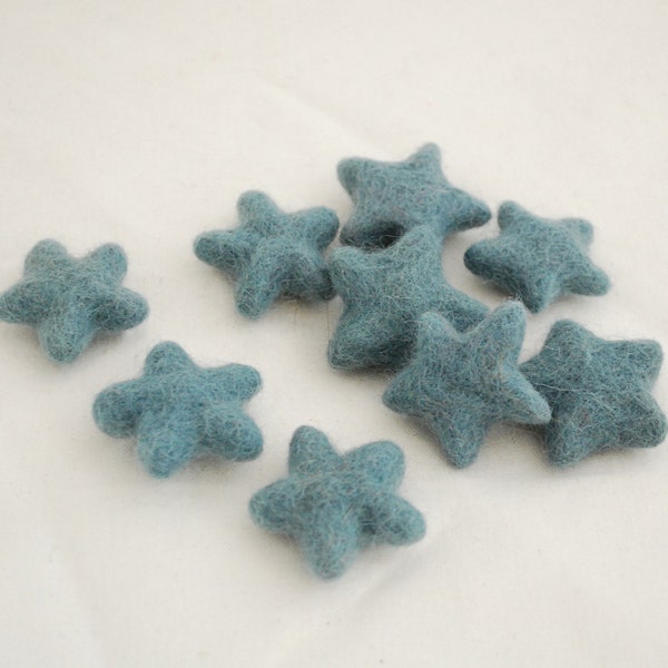 100% Wool Felt Stars - 10 Felted Stars - Dark Morning Blue - approx 3cm