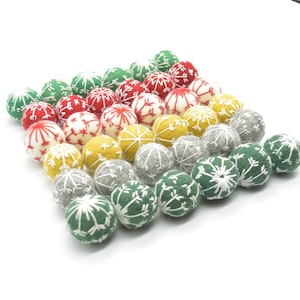 Felt Christmas Embroidered Snowflake Bauble Felt Ball - 6 or 12 or 20 Count - approx 2.5cm