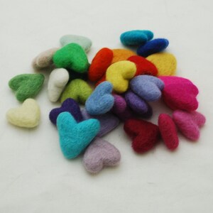 Assorted 100% Wool Felt Heart 30 Count Approx 3cm image 2