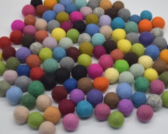 2.5 cm / 25 mm - Pompons aus 100% Wollfilz - 100 Count - Verschiedene Farben