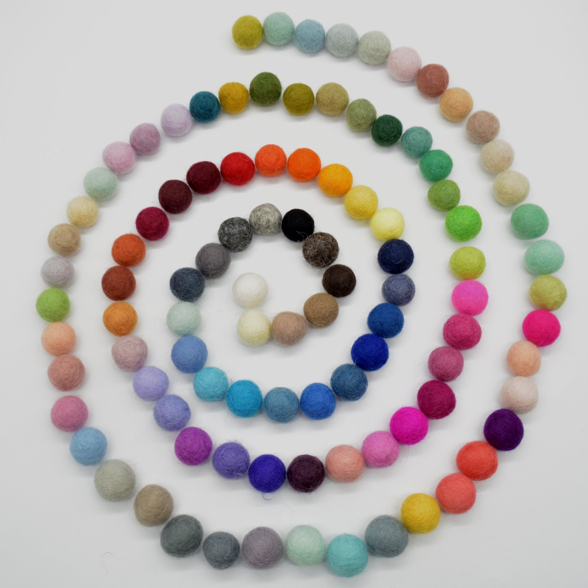 100 Pcs 2cm Natural Wool Felt Balls – Mixed Colors, 100% Wool, Handmade In Nepal
