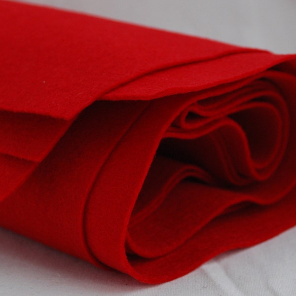 100% Pure Wool Felt Fabric - 1mm Thick - Made in Western Europe - Red
