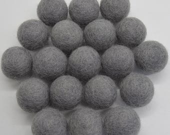 2.5cm Felt Balls - Battleship Grey - 20 Count