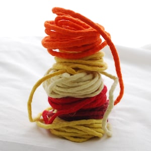 100% Pure Wool Felt Cord - 6 Assorted Red Yellow Orange Cords - Craft Felt Rope for Crafting, Jewelry Making, Macrame & DIY