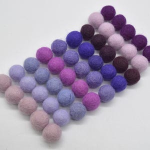 1.5cm Felt Balls - Purple Shades - Choose either 25 or 100 felt balls