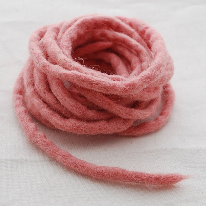 100% Wool Felt Cord 3 Yards Dusty Rose Pink image 1