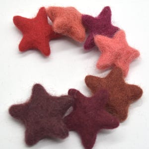 100% Wollfilz Stern - 7 Count - Rote Farbtöne