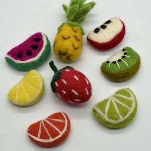 Vilten schijfjes citrusvruchten - 5 stuks - verschillende soorten fruit