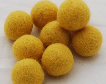 2.5cm Felt Balls - Mustard Yellow - Choose either 20 or 100 felt balls